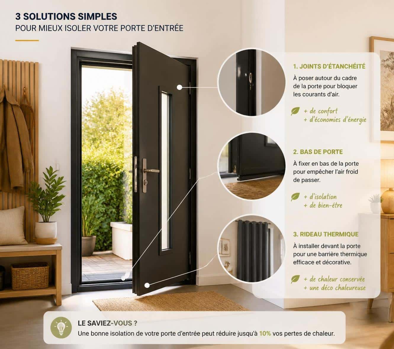 découvrez des méthodes simples et efficaces pour isoler une porte sans avoir à la remplacer, améliorant ainsi le confort thermique et réduisant les courants d'air.